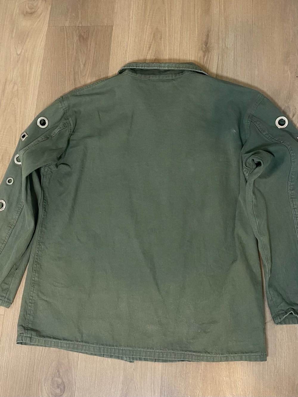 Brooklyn Karma Women Green Shacket Utility Jacket Geometric Grommets Pockets S - Picture 6 of 14